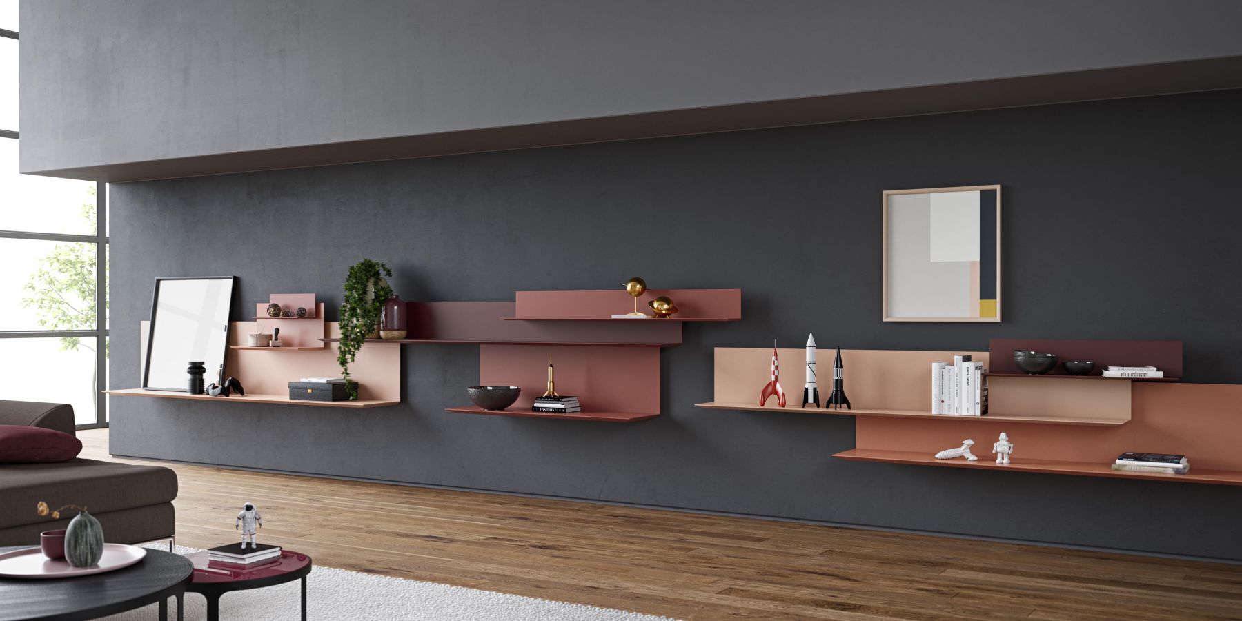 lilu shelf L-shaped elements can easily be rearranged